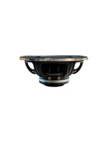 6.5-inch neodymium midrange speaker, black cone with silver trim, front view