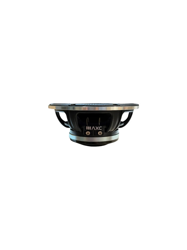 6.5-inch midrange speaker driver with black cone and blue trim ring