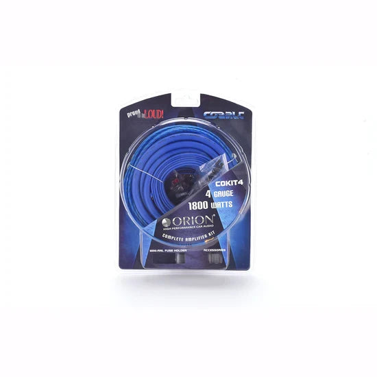 4 gauge amplifier wiring kit retail package with blue cable and connectors