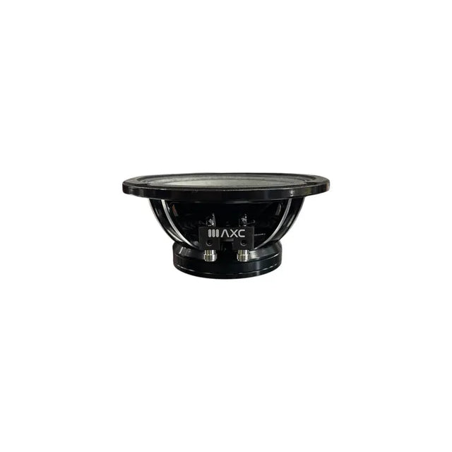 6.5 inch midrange speaker viewed from above, black basket and cone