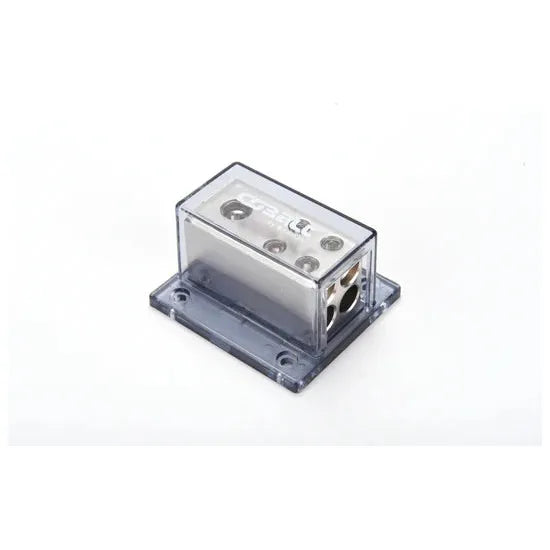 Metal fuse holder with clear cover and two mounting terminals