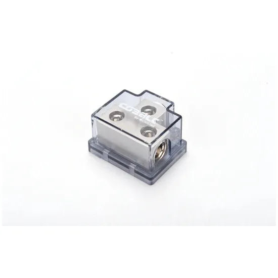 Transparent fuse holder with metal screw terminals and visible contact slot