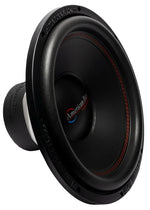 Car subwoofer with black cone and red-accent surround, American Bass logo