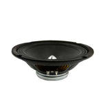8-inch low-mid loudspeaker side view with black cone and rubber surround