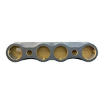 Gray speaker mounting panel with multiple circular cutouts for drivers