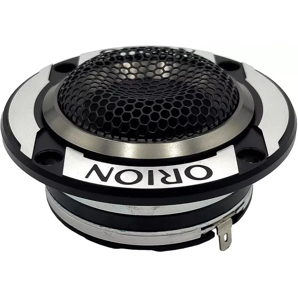 ORION bullet tweeter with black honeycomb grille, silver ring, and black mounting bracket