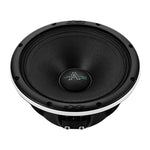Black car audio speaker with large circular cone and outer mounting holes