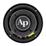Black compression horn midrange speaker rear with Ap logo and terminals
