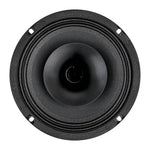 Black compression horn midrange speaker back view with circular magnet cover