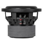 Black 6-inch quad stack subwoofer top cover removed, showing metal terminals