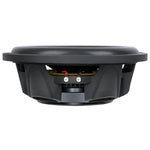 Black shallow-mount subwoofer underside showing mounting area and terminals