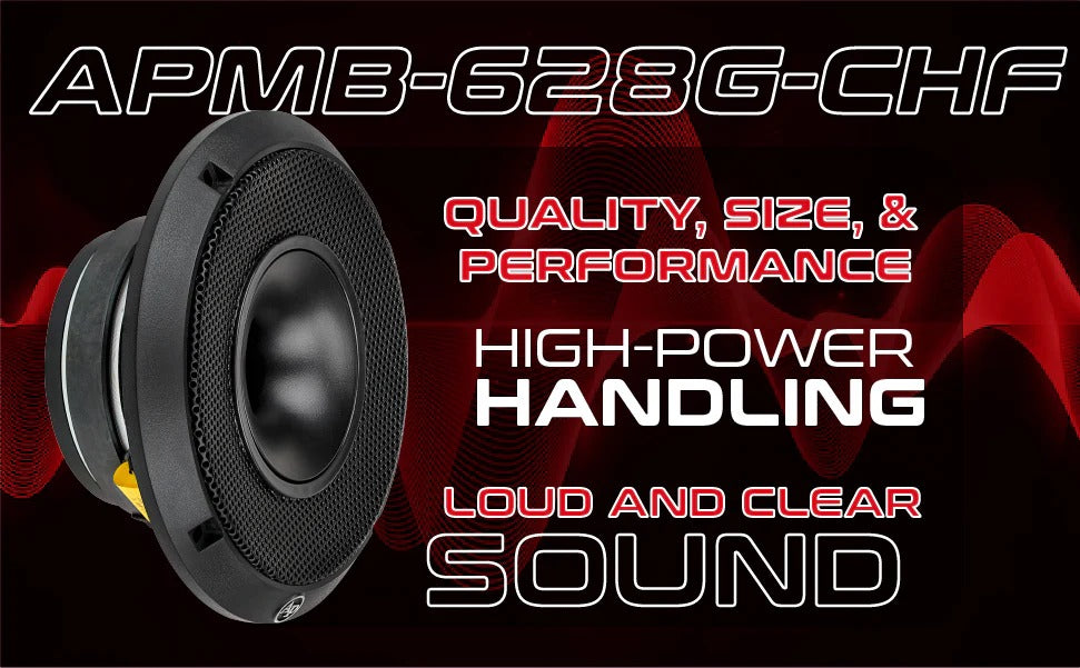 6.5-inch compression horn midrange speaker with black grille and mounting tabs