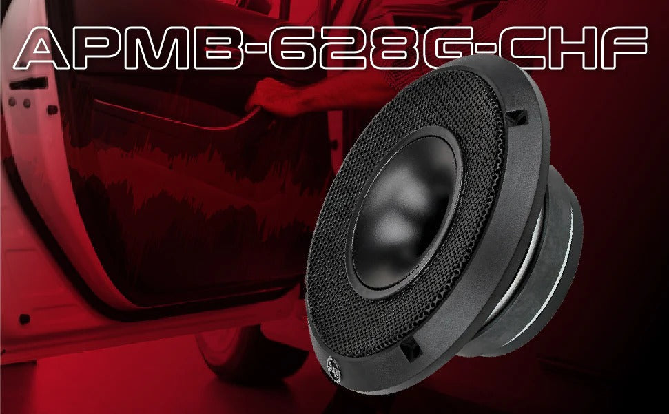 6.5-inch compression horn midrange speaker with black grille and front cone