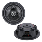 12-inch subwoofer front and rear views with Ap logo cone and mounting basket