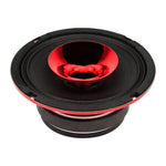 6.5-inch red compression horn midrange speaker, front view with cone and black surround
