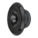 Black compression horn midrange speaker angled with dual mounting rings