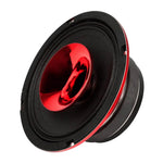 6.5-inch red compression horn midrange speaker, angled back view showing red driver