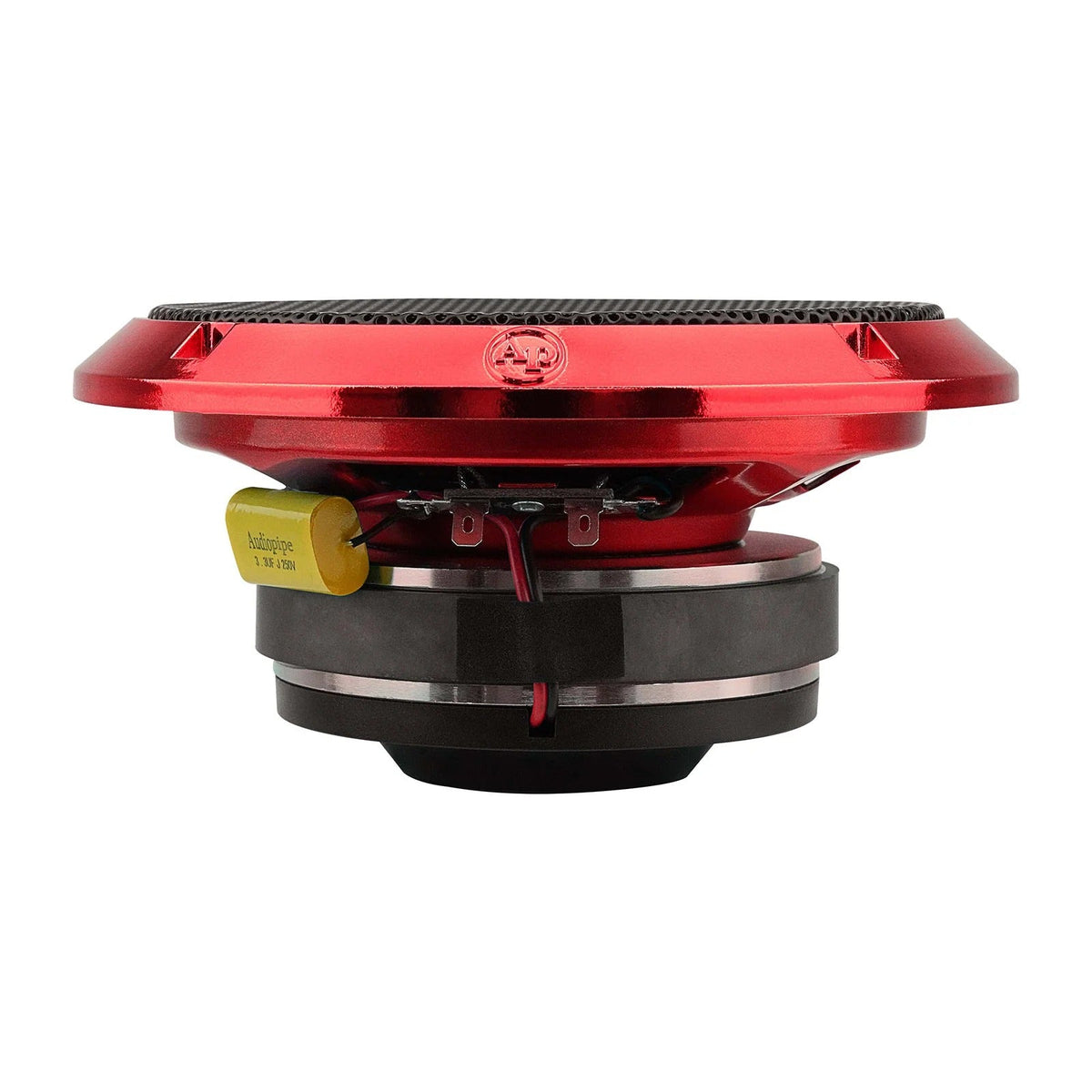 6.5-inch red compression horn midrange speaker, side cutaway showing internal components