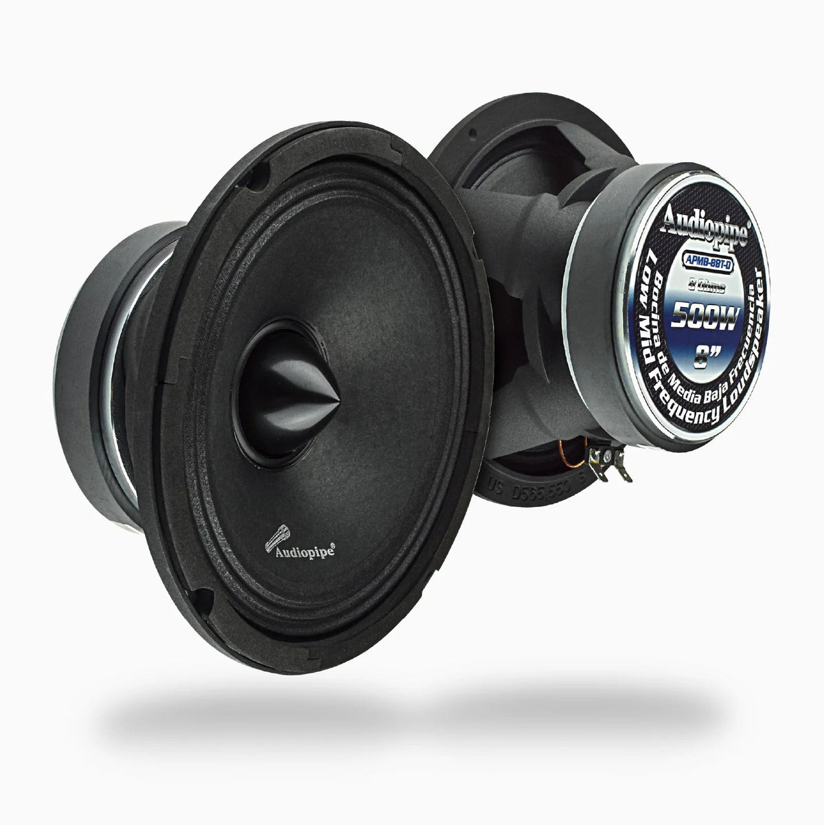 Audiopipe 12-inch subwoofer with black cone and 500W label on rear housing
