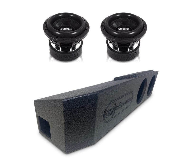 Dual 8-inch subwoofer box combo with two black 8-inch drivers
