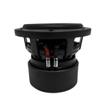 8-inch subwoofer driver rear view with mounting hardware and dual wire terminals