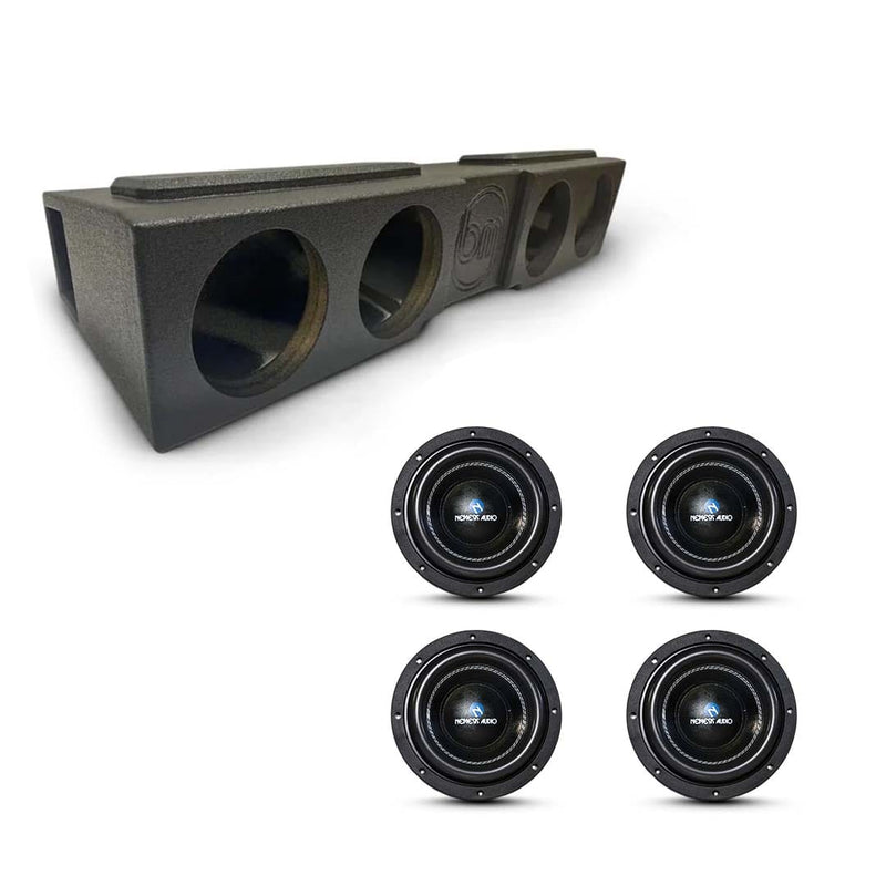 Quad 8-inch subwoofer bass combo with black enclosure and four 8 in speakers