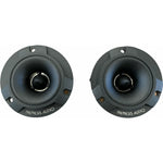 Pair of black Nemesis Audio car speaker tweeters with circular driver openings
