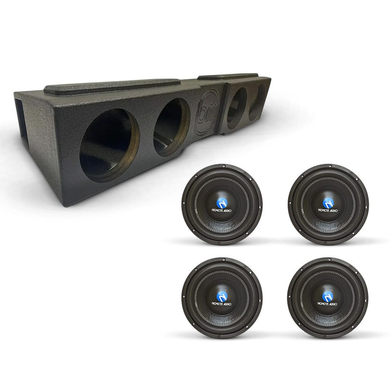 Quad 8-inch subwoofer bass combo with matte black enclosure and four speakers