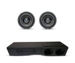 Dual 8-inch car subwoofer combo with black enclosure and two front speaker drivers