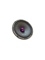 6.5-inch black midrange speaker with purple center dome and textured cone