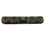 Car audio speaker system with five round woofers and center logo panel