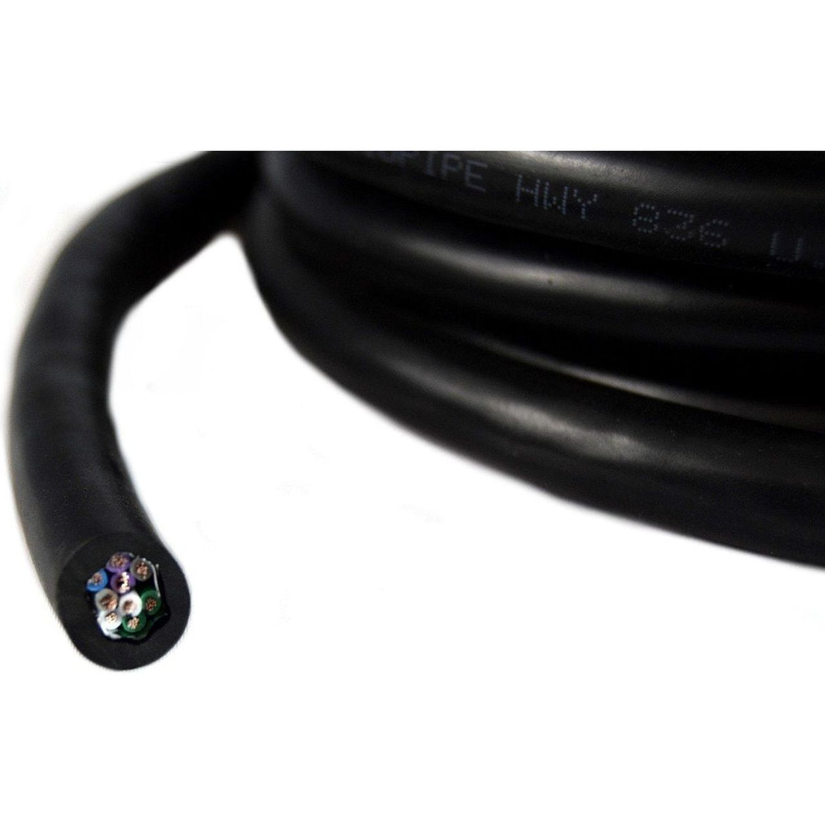 Black speaker cable with 9-wire connector end, flexible jacket, Audiopipe