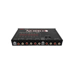 Car audio 7-band graphic equalizer rear connections panel with RCA ports and power input