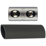 Audiopipe 0-gauge coupler with textured metal body and two threaded ports