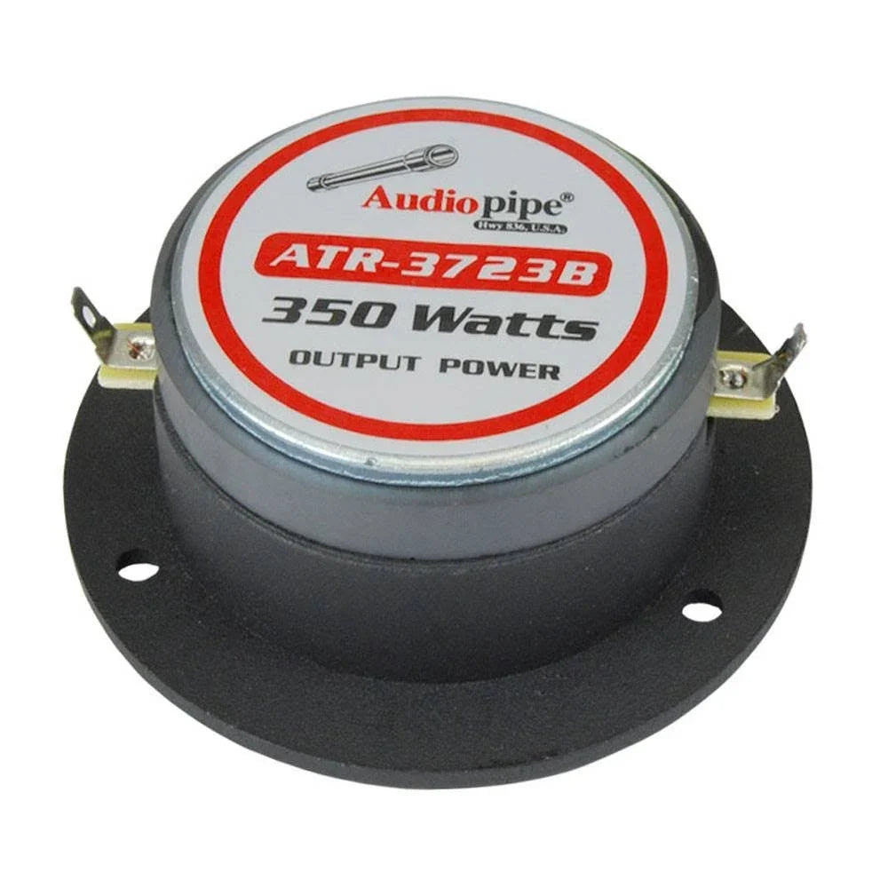 Black horn tweeter with Audio pipe ATR-3723B label, 350 output power