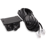 Mono amplifier gain control module with knobs and attached RJ45 cable