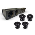 8-inch subwoofer bass package with gray enclosure and four black speakers