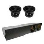 Dual subwoofer enclosure with two black speaker drivers, textured gray mounting box