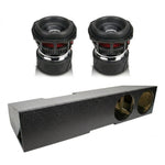 Dual 8-inch subwoofer box combo with two drivers and gray ported enclosure
