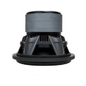 12-inch subwoofer side view showing black frame and magnet housing
