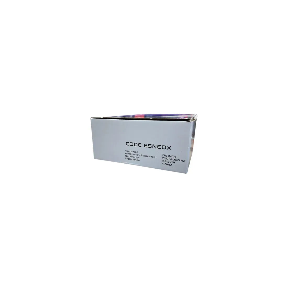CODE 65NEOX speaker driver retail box, shown from side