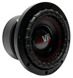 6.5 in VFL car subwoofer with black surround and red stitched trim, VFL logo