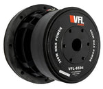 VFL 6.5 in subwoofer rear with label and power/RMS text, black metal frame