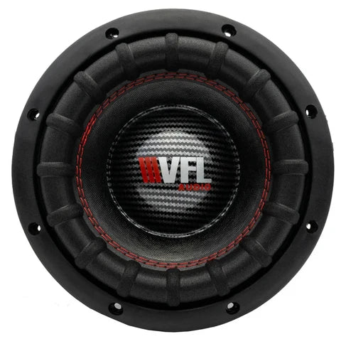 VFL Audio 8 in subwoofer, black cone with carbon-fiber center and red stitched ring