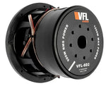 VFL Audio 8 in subwoofer side view, black frame with VFL-8D2 spec label