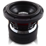 Black Sundown Audio 8-inch subwoofer driver with vented basket and logo cone