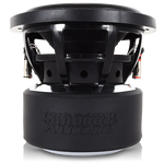 8-inch subwoofer driver from rear with black metal basket, mounting holes visible.