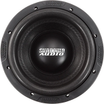 8-inch subwoofer driver with black cone and 'Sundown Audio' center label