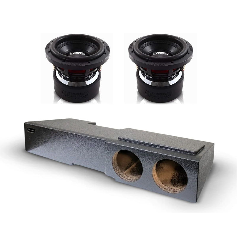 Car subwoofer box with two 8-inch openings and dual subwoofer drivers