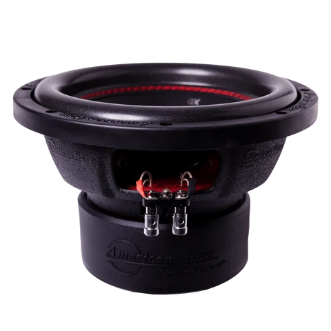 American Bass 12-inch car subwoofer rear view with dual binding-post terminals and black frame
